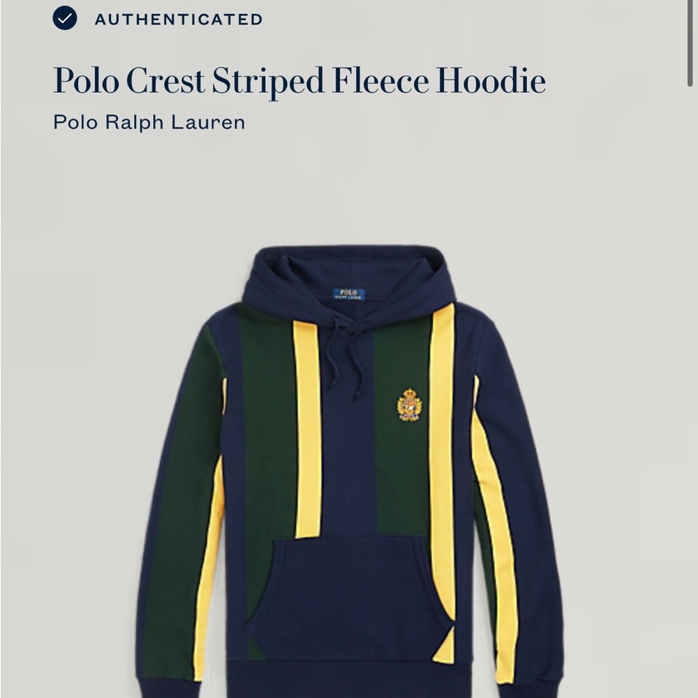 Polo by Ralph Lauren Navy, Green, and Yellow Striped Hoodie